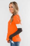 Orange Colorblock Long Sleeve Hoodie
