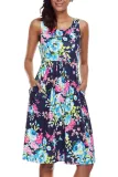 Fall in Love with Floral Print Boho Dress in Navy