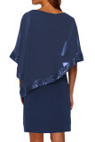 Navy Sequined Poncho Mini Dress