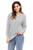 Gray Cross Back Hollow-out Sweater