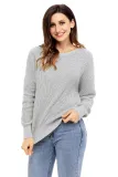 Gray Cross Back Hollow-out Sweater