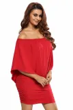 Multiple Dressing Layered Red Mini Poncho Dress