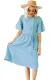 Light Blue Asymmetrical Button Up Front Midi Dress