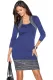 Blue Feminine Knit Dress with Contrasting Color