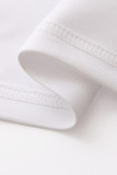 Asymmetric Button Detail White Ruched Midi Dress