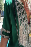 Green Bohemian Floral Print Split Maxi Dress
