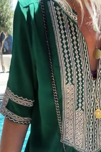 Green Bohemian Floral Print Split Maxi Dress