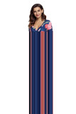 Navy Floral Print Wrapped Long Boho Dress