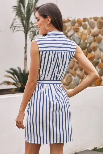 Sky Blue Sleeveless Tank Shirt Dress