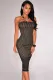 Black Laser Cut Nude Illusion Strapless Dress