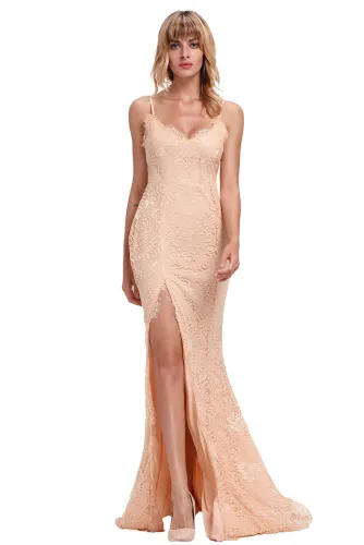 Nude Yum Lacy Lace Bridal Wedding Party Gown