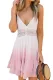 Pink Open Back Crochet Ombre Dress