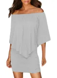 Multiple Dressing Layered Grey Mini Poncho Dress