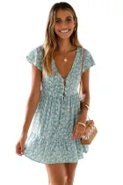 Green Floral Print Valentina Dress