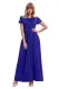 Blue Short Sleeve Ruched Waist Maxi Dress