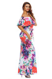 Multi-color Floral Print Off-the-shoulder Maxi Dress