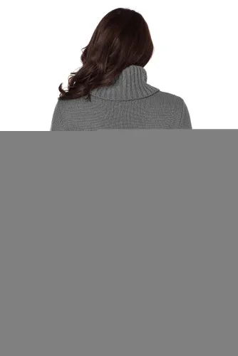 Gray Cowl Neck Cable Knit Sweater Dress