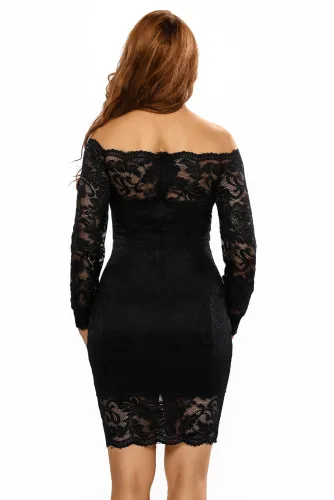 Black Lace off Shoulder Dress
