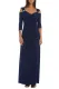 Blue Cold Shoulder Rhinestone Gown