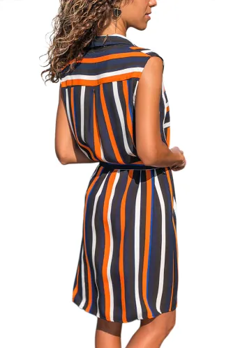 Blue Sleeveless Tank Shirt Dress