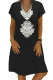 Black Summer Tribal Print V-Neck Shift Casual Dress