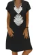Black Summer Tribal Print V-Neck Shift Casual Dress