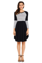 Black Chic Blocked Stripe Jersey Dress
