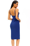 Blue Side Slit Midi Dress