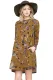 Mustard Feather Graphic Pocket Tunic Dress