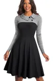 White Vintage Turn-Down Collar Pinup Button A-Line Dress
