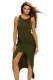 Olive Knotted Slit Dress