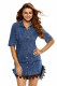 Lace Trim Buttoned Denim Shirt Dress