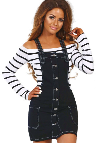Black Stretch Denim Mini Jumper Dress