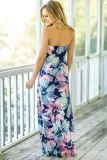 Big Summer Flower Strapless Maxi Dress with Pockets