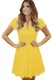 Yellow Sweet Scallop Pleated Skater Dress