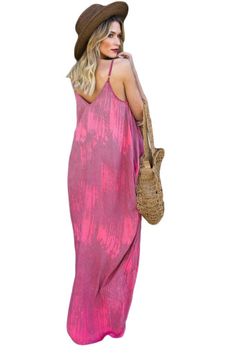 Rosy Multi Colors Tie Dye Holiday Maxi Dress