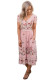 Pink Floral Print Faux Wrap Midi Dress