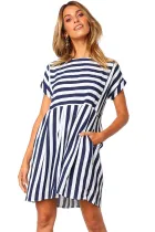 Blue Striped Casual Dress