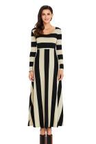 Nude Bold Stripe Long Sleeve Maxi Dress