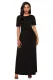 Black Wrap Gather Waist A-line Maxi Dress