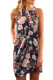 Black Halter Neck Floral Print Sleeveless Casual Mini Dress