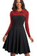 Red Vintage Turn-Down Collar Pinup Button A-Line Dress