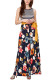 Navy Floral Scatter Striped Sleeveless Boho Dress