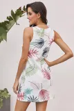 White Bohemian Printed Drawstring Sleeveless Dress