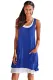 Royal Blue Lace-Up Pockets Sleeveless Shirt Dress