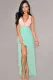 Pink Green Cut-Out Side Slit Maxi Dress