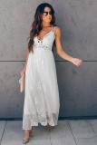 Lace Mixed Fabric Maxi Dress