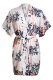 Multicolor Chrysanthemum Kimono Dress