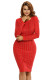 Orange Faux Suede Rhinestone Front Long Sleeves Dress