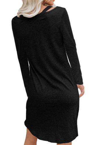 Black Clear Skies Jersey Twist T-shirt Dress